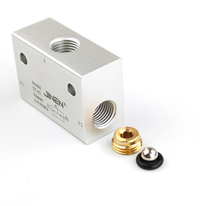วาล์วเช็คบอลแบบเกลียว JINEN รุ่น ST-02 0-0.95MPa แบบสองทางเข้าหนึ่งทางออก สำหรับน้ำมัน น้ำ อากาศ ไนโตรเจน - Product Image 1