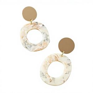 Pendientes de Aro con Diseño Geométrico de Resina Acrílica, Chapados en Oro, Joyería de Moda para Mujer, Pendientes de Fiesta - Product Image 5