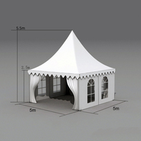 Tente Pagode 5x5m avec Bâche PVC Transparente, Conception Modulaire, Toit Pointu pour Activités Extérieures et Expositions