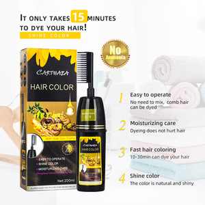 Coloration capillaire instantanée pour hommes et femmes, couvre les cheveux gris, sans ammoniaque, naturelle, bio, à base de plantes, shampoing colorant noir avec peigne. - Product Image 4