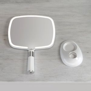 Cermin Tangan Led Layar Sentuh Pintar Persegi Cermin Genggam Logo Kustom untuk Makeup - Product Image 2