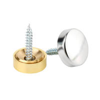Vis à tête plate en laiton pour publicité, clous décoratifs brillants en acier inoxydable avec capuchon pour miroirs, planches de verre, murs, 10 mm - 25 mm