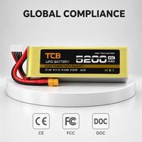 Batterie LiPo rechargeable améliorée TCB, 5200mAh 2S-6S 8S 25C-35C-45C pour avion RC EDF, voiture RC, modèle de loisir