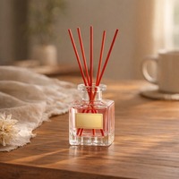 Diffuseur de parfum carré en verre 50 ml avec bâtonnets rouges, parfum frais, aromathérapie pour la maison, assainisseur d'air, vente en gros