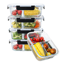 Contenants de stockage alimentaire en verre borosilicate avec couvercles hermétiques sans BPA, ensemble de contenants en plastique à fermeture facile pour la cuisine, boîte à lunch