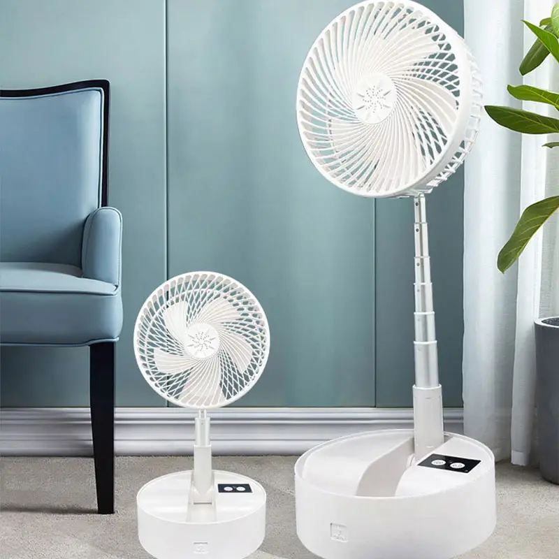 Premium Foldable Fan Portable With Adjustable Height Rechargeable Folding Fan For Home And Office Quiet Floor Fan