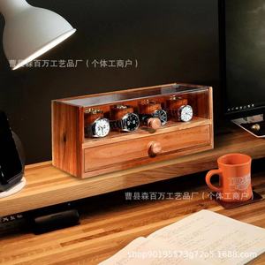 Wooden <b>Watch</b> Winder Box 14.25 In With Drawer And Display <b>Case</b> For Automatic Mechanical <b>Watches</b> Storage Desktop Use - Product Image 3