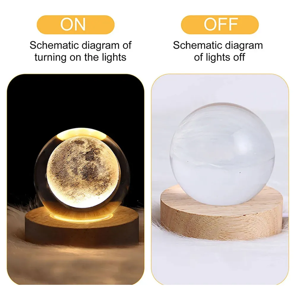 โคมไฟ LED ทรงคริสตัสสำหรับตกแต่งห้องนอนโคมไฟกลางคืนทำจากไม้แบบอิเล็กทรอนิกส์สำหรับ3D