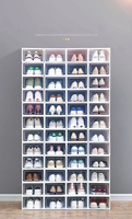 Boîte de rangement à chaussures empilable multicolore avec ouverture frontale pour la maison, organisateur de chaussures pour le rangement