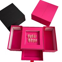 Boîte d'emballage haut de gamme pour accessoires de nail art, boîte cadeau portable, carton de présentation, rangement d'outils, double tiroir, logo personnalisé, estampage à chaud