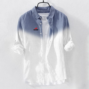 <span class=keywords><strong>Camicia</strong></span> da <span class=keywords><strong>uomo</strong></span> personalizzata in cotone biologico certificato, con stampa cinese, tinta a gradiente, bottoni, maniche lunghe, stile High Street, per l'autunno - Product Image 4