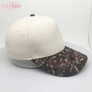 หมวกเบสบอลปักโลโก้ลายพรางสองสี หมวกกีฬา 5 แผง ปีกโค้ง หมวกเบสบอลเปล่าไม่มีลาย - Product Image 4