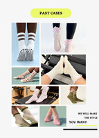 Chaussettes de yoga et de Pilates en coton personnalisées de qualité supérieure, échantillon gratuit, logo personnalisé, antidérapantes, avec ruban