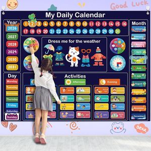 Calendario Giocattolo Interattivo per Bambini in Età Prescolare, Lavagna in Feltro per l'Apprendimento Precoce, Calendario Quotidiano per Bambini - Product Image 1