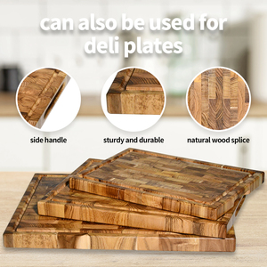 เขียงไม้สักอเนกประสงค์สำหรับห้องครัวพร้อมร่องน้ำ - Product Image 3