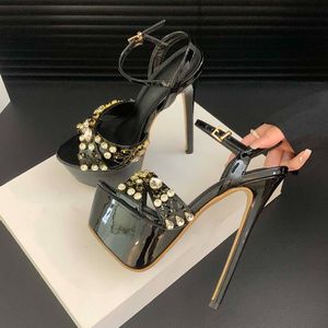 Zapatos Plataforma Rhinestone <b>Pole</b> <b>Dance</b> Metal Thin Stripper 16CM Stiletto High Platform Heels - Product Image 3