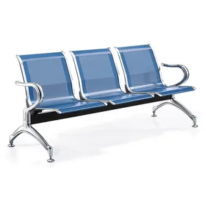 3-seater Blue color public area chair waiting room chairs for hospital bank library