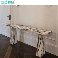 Pierre de marbre vert jade HZX de qualité supérieure polie moderne Vente en gros Console de table de luxe personnalisée Meubles de cuisine pour hall d'hôtel
