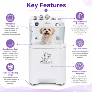 Baignoire pour chien chauffée à jets d'eau profondément relaxante, apaisante, chaude, avec hydro-massage, spa de luxe et bien-être - Product Image 6