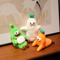Porte-clés en peluche pliable amusant, poupée animale mignonne aux grands yeux, peut être plié en support de téléphone, pendentif de sac, décoration de bureau, cadeau