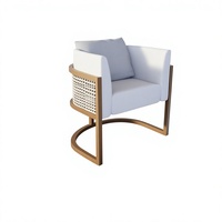Fauteuil d'appoint moderne en osier avec pieds en bois, rembourré en mousse, siège individuel, canapé, fauteuil en tissu rembourré, siège de loisirs pour salon