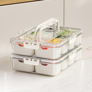 נדנדה מגש נייד מחולק למגש עם מכסה מכסה מיכל מארגן מכולות פלסטיק למקרר - Product Image 4