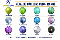 Ballons en latex métallisé en gros, 12 pouces, 100 unités, CE/EN71/BSCI/CPC - Fournitures de fête en vrac pour la remise des diplômes et les anniversaires
