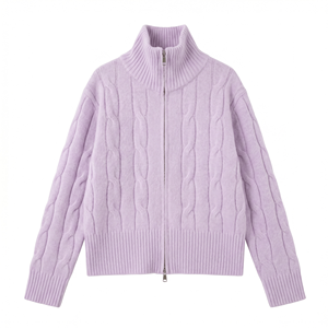 <span class=keywords><strong>Cardigan</strong></span> da <span class=keywords><strong>donna</strong></span> in maglia a trecce tinta unita personalizzato, con <span class=keywords><strong>zip</strong></span> intera e collo alto, maglione casual a maniche lunghe, giacca in maglia, top - Product Image 4