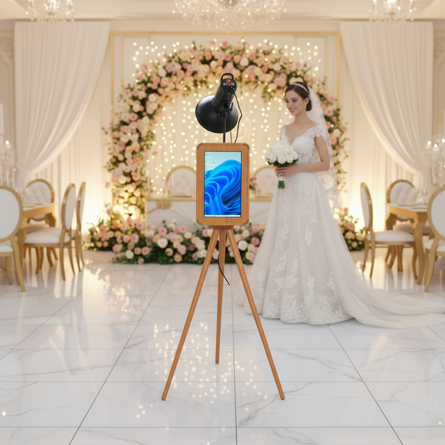 AI Photo Booth Retro Double Side Dslr ipad Photobooth Station Lcd Touch Screen Portable Photo Booth Triangular Stand