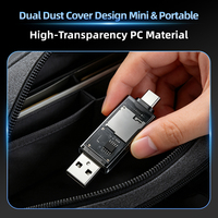 Lecteur de carte SD/TF 3.0 pour téléphone portable, lecteur de carte mémoire USB C 4 en 1 avec double emplacement pour carte SD, matériau ABS, mobile