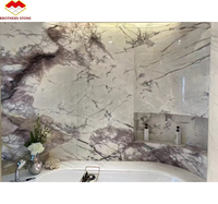 Marbre blanc lilas de Turquie poli brillant, grandes dalles modernes avec veines noires viola, importé de Turquie, pour panneau mural de salle de bain et meuble-lavabo