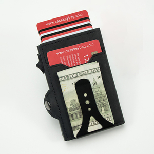 Vintage PU Leather <b>Wallets</b> <b>for</b> <b>Men</b> Metal Pop up <b>Wallet</b> Credit Cards Holder with Money Clip <b>RFID</b> Blocking Slim Minimalist <b>Wallet</b> - Product Image 1