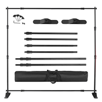 Support de toile de fond télescopique réglable 8x8ft/8x10ft, kit de stand portable pour impression personnalisée avec sac de transport pour toile de fond