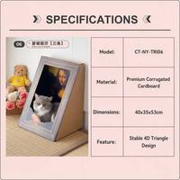 Maison pour chat triangulaire artistique 4D de style peinture célèbre et créative, avec cadre en carton durable à 3 panneaux amélioré, modèle Villa
