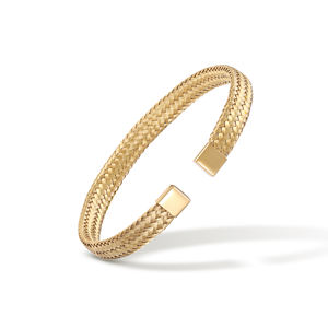 Brazalete chapado en oro con diseño de cuerda de alambre a la moda, joyería de acero inoxidable para mujeres y hombres - Product Image 1