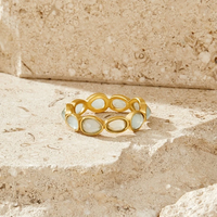 Bagues en résine pour femmes, en acier inoxydable étanche plaqué PVD, avec pierres précieuses irrégulières incrustées, bijoux tendance en gros