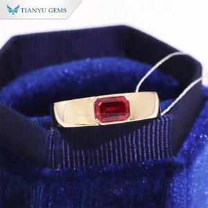 Tianyu Tùy Chỉnh 14K Vàng Nhẫn 1.5ct Mossanite Nhẫn Cưới Cho Nam Giới Với <span class=keywords><strong>Ruby</strong></span> Emerald Cắt Đá Quý Phong Cách Cổ Điển Mạ Vàng - Product Image 5