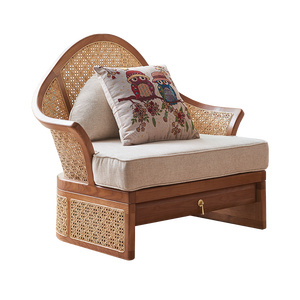 Juego de Sofás de Almacenamiento de Madera Maciza de Fresno y Ratán, Estilo Japandi Vintage Moderno, Muebles de Mimbre para Interiores, para Sala de Estar, Apartamento, Majlis, Personalizable - Product Image 5