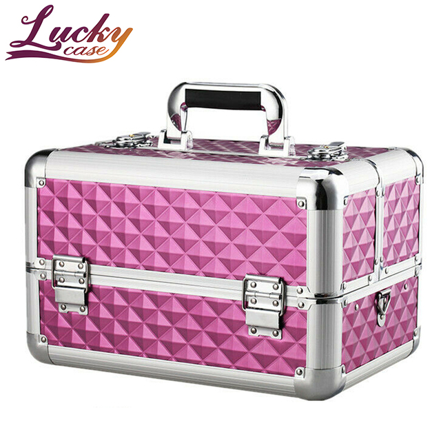 Purple Fashion Makeup Travel Case Jewelry Storage Case Professional Artist Cosmetic case Portable Carrying Lockable Case