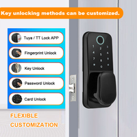 Serrure de porte intelligente, clavier à empreintes digitales, carte IC, clé TTLock APP, 4 piles alcalines AA, alliage de Zinc, noir, argent, entrée sans clé
