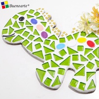 Buenoarte Dinosaur Cadeau Créatif Kits de Mosaïque DIY Écologiques Tuiles de Verre pour Enfants Épaisseur 7MM 14x26cm Design Moderne pour Chambre