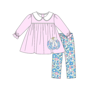 ชุดลำลองเด็กผู้หญิงลายดอกไม้ผ้าฝ้ายแขนยาว กางเกงเลกกิ้ง 2 ชิ้น ชุดรอมเปอร์เด็ก ชุดพี่น้อง - Product Image 2