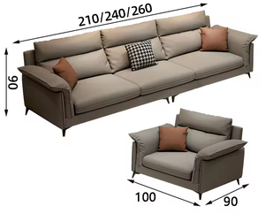 Meubles de maison canapé modulaire en cuir avec accoudoir large et 3 places de rangement pour le salon - Product Image 2
