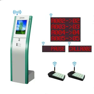 Kiosque de file d'attente pour banque/hôpital/gouvernement électronique de 17 pouces avec clavier/imprimante thermique/scanner de code QR machine à billets à numéro de jeton