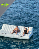 Lit gonflable vert de plate-forme d'île de flottement avec le dock flottant gonflable grande chaise longue/sofa gonflables