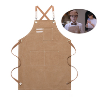 Tablier de boulanger en coton de haute qualité Logo personnalisé Chef de cuisine Barista Tablier en toile Tabliers brodés de jardin Bbq réglables Delantal