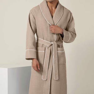 Accappatoio da uomo in cotone a nido d'ape, a maniche lunghe, per hotel e spa, traspirante, per casa e notte - Product Image 4