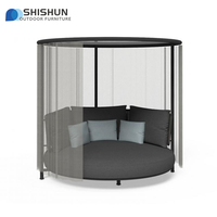 Sofá Cama Circular de Aluminio para Exteriores, Tumbona con Tela Impermeable Ecológica para Uso en Villas y Parques