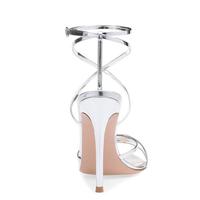 Sandales à talons hauts pointus de créateur Cialisa Fashion Sexy Silver Gladiator avec bride à la cheville pour femmes