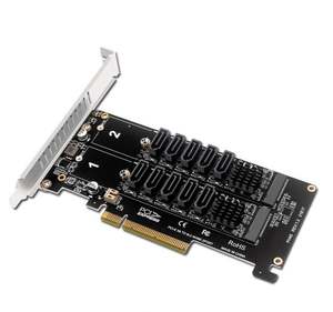لوحة رئيسية مزدوجة <span class=keywords><strong>M</strong></span>.<span class=keywords><strong>2</strong></span> NVME RAID PCI-E X8 بطاقة مقسّمة إلى SATA بطاقة محول 10 منافذ JMB585 شريحة محول متحكم PCIe3.0/4.0 - Product Image 1